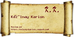 Kálnay Karion névjegykártya
